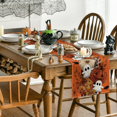 Halloween Table Runner 13x72 Inch Orange Polyester Decor for Party & Home
