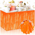 Macaron Orange Foil Fringe Table Skirts - 3 Pack Party Backdrop Decorations