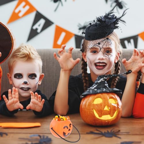 Mini Pumpkin Candy Buckets Bulk Pack - 36 Halloween Trick-or-Treat Pails with Variations Orangex3pcs / Mediumx3pcs