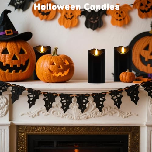 Black Flameless Candles Set of 2 with Remote & Timer - Halloween & Gothic Decor