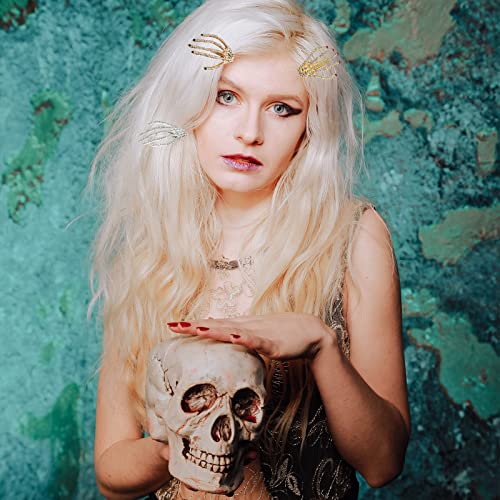 Halloween Skeleton Hand Hair Clips Set - Gothic Rhinestone Hair Accessories for Women