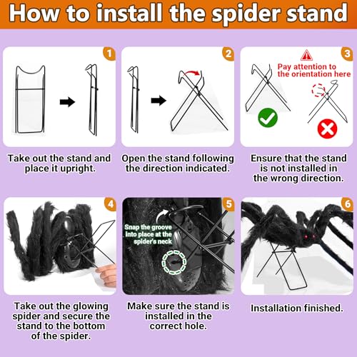 Green Light Up Halloween Giant Spider - 8 Modes, 80-Inch Wide Yard Decor