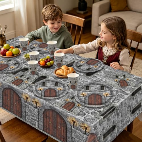 Medieval Party Dinner Plates Cups Napkins Tableware Set for 20 - Castle Stone Wall Decor