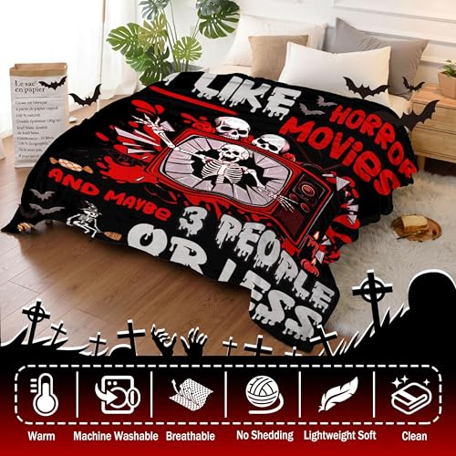 I Like Horror Movies Throw Blanket for Kids - 50x40 Small Halloween Gift