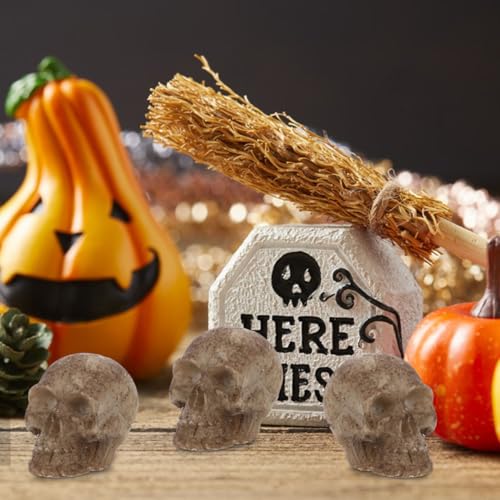 Halloween Mini Skull Figurines Set - 20 Realistic Resin Skeleton Heads for Decorations