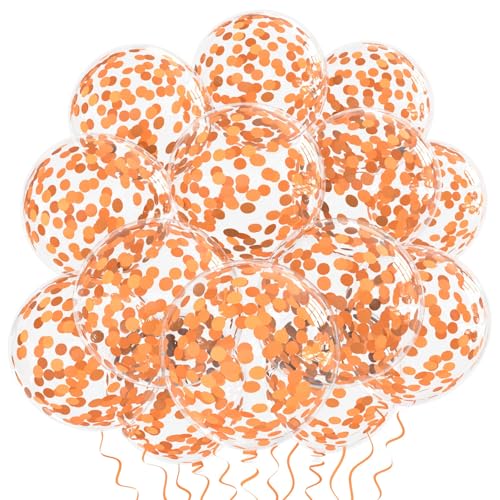 Orange Confetti Balloons 50 Pcs - 12 Inch Latex Party Decorations