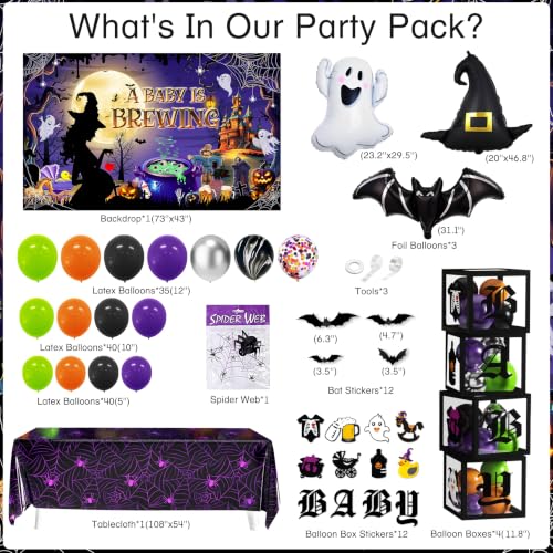 Halloween Baby Shower Decorations Set - Gender Reveal Party Supplies with Balloons & Wall Stickers