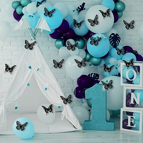 Halloween Black Butterfly Wall Decor - 48Pcs 2 Styles 3 Sizes Butterfly Stickers - 3D Paper Decals for Party & Home