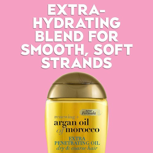 OGX Extra Strength Renewing Argan Oil Treatment - Deep Moisturizing Serum for Dry, Damaged Hair | 3.3 Fl Oz