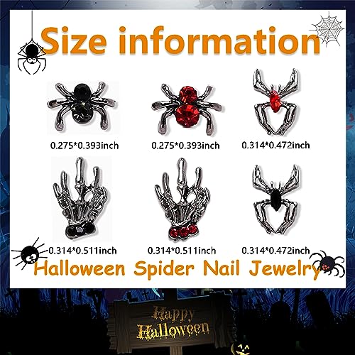 Halloween Nail Charms Kit 50pcs Black Spider Skull Hand Decorations for Nails - Variation KIT3
