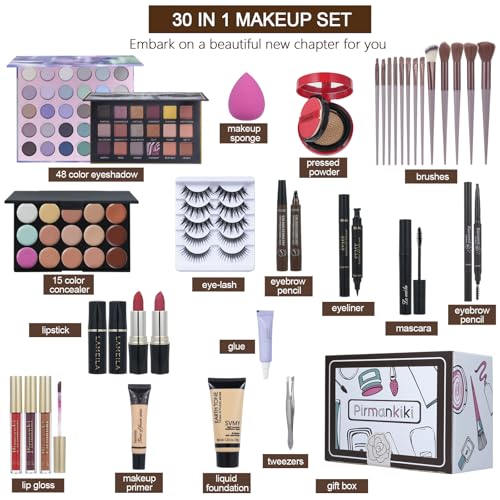 All-in-One Makeup Kit for Women - Travel Set in Blue - Complete Cosmetic Collection
