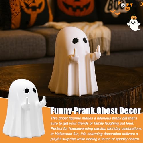 Halloween Ghost Figurine - Spooky Resin Tabletop Decor with Funny Face