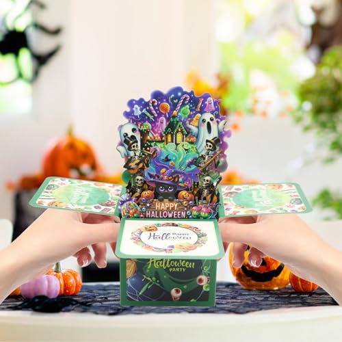 Green 3D Pop Up Halloween Ghost Card Halloween Greeting Card with Envelope & Note