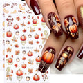 Fall Pumpkin Nail Stickers - Autumn Thanksgiving Nail Art Decals for Short Nails