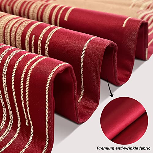 Red Faux Silk Table Runner 13x120 Inches with Tassels - Modern Geometric Design