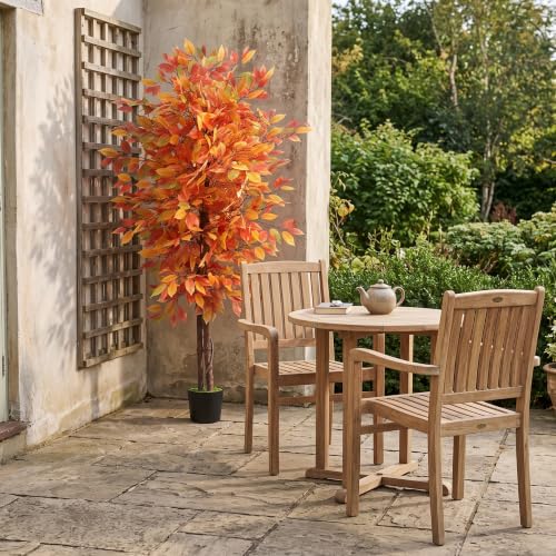 6FT Artificial Ficus Tree with Autumn Foliage - Seasonal Home Decor - Orange