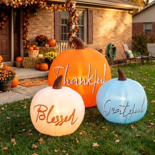 5FT Inflatable Fall Pumpkin Decor with LED Lights for Outdoor Yard