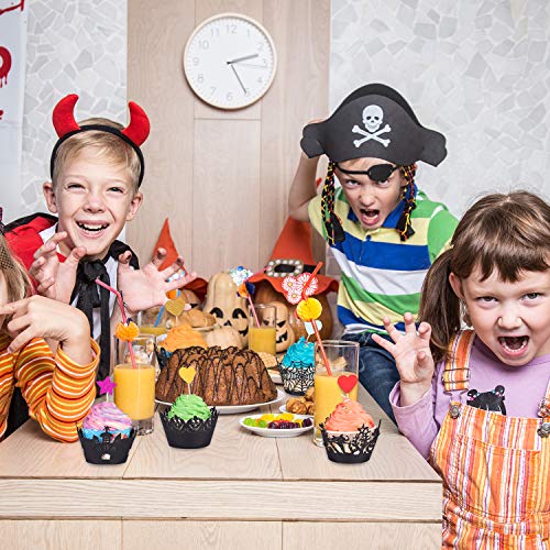 Halloween Cupcake Wrappers Set - Black Laser Cut Paper Cupcake Liners for Party Decorations