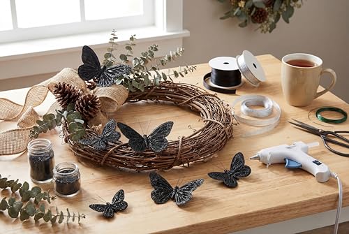 Black Feather Butterfly Wall Decor Set - 36 Monarch Decorations, 3 Sizes, Indoor & Outdoor Use (Variation: Black / 36)