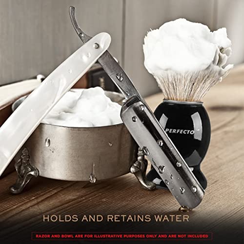 Perfecto 100% Pure Badger Shaving Brush Black Handle - Luxurious Wet Shave