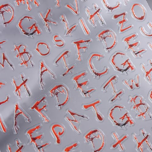 Halloween Blood Drip Letter Nail Stickers - Style09 Gothic Horror Blood Font
