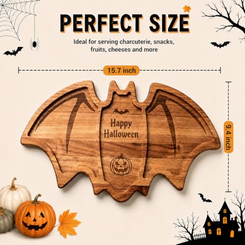 Halloween Bat Wooden Charcuterie Board - Themed Serving Tray for Parties