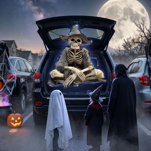 Halloween Car Trunk or Treat Decorations Kit - Ghosts & Cats Banner, Reusable Outdoor Display