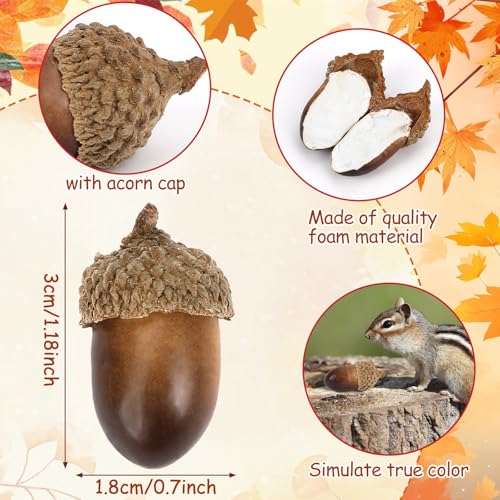 Dark Artificial Acorns Bulk for Autumn Crafts & Thanksgiving Decor - 80pcs