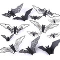 Halloween 3D Bat Wall Decals - Spooky Indoor Party Decorations, 24 Pieces