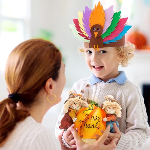 Thanksgiving Decor Pumpkin with Scarecrows - Resin Fall Home Decorations