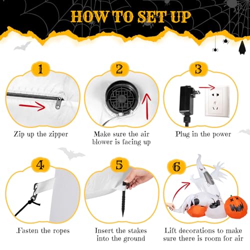 11.8FT Halloween Inflatable Ghost Spider Pumpkin Decoration - Giant Outdoor Decor