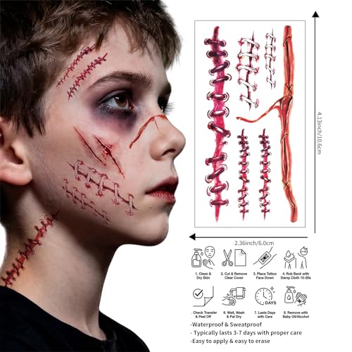Halloween Zombie Makeup Fake Scar Tattoo Stickers 156 pcs - Variations of THIS listing