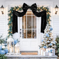 Black Velvet Christmas Bow Topper - Large 16x71 Inch Holiday Decor, Wreath & Door Accent, Reusable