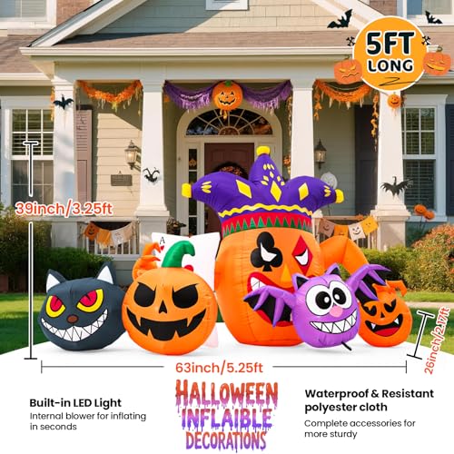 Halloween Inflatable Decorations Clowns Pumpkin Outdoor Indoor with LED - Clowns Pumpkin Variation