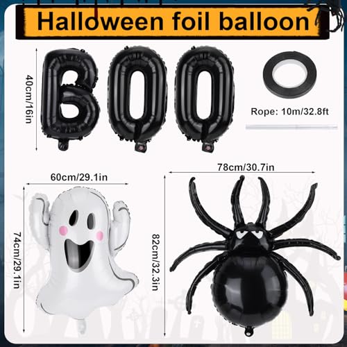 Halloween Ghost & Spider Foil Balloons Set - 9pcs Party Decorations