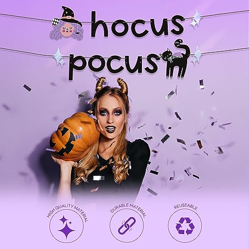 Hocus Pocus Banner - Halloween Party Decorations - Witch & Black Cat Wall Decor - Variation of THIS Listing