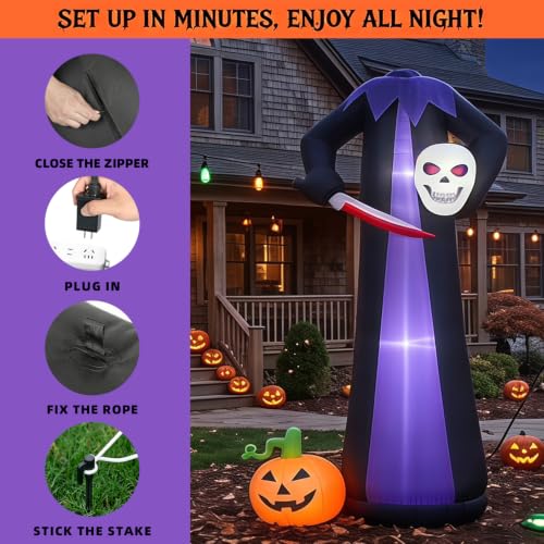 10FT Headless Skeleton Halloween Inflatable Outdoor Yard Decor - Purple Skeleton Variation