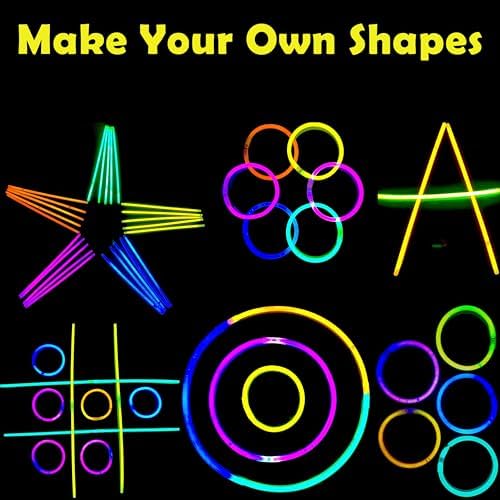 Glow Sticks 300 Pack - 8-Inch Neon Glow-in-the-Dark Party Favors - Variation 1