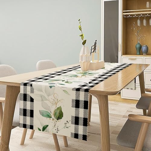 Farmhouse Style Plant Table Runner W13X L36 - Floral Eucalyptus Botanical Decor