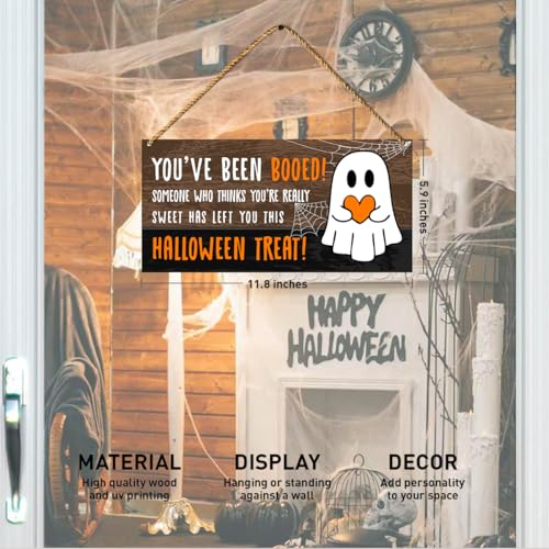 Halloween Ghost Decor Sign for Home Porch Wall Hanging - Trick or Treat
