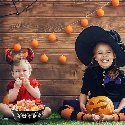Halloween Plastic Trick or Treat Candy Bowls - Black Ghost, Reusable Party Supplies (Set of 3)