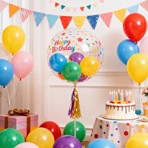 16 Inch Bubble Balloons Set - 25 Pack Party Decorations - Odorless & Durable