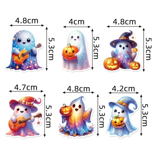 Halloween Cupcake Toppers Set - 24 Cute Ghost and Pumpkin Decorations with Toothpicks