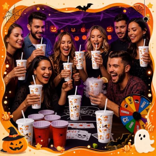 Halloween Ghost Tumblers with Lids and Straws - 24 oz Party Pack
