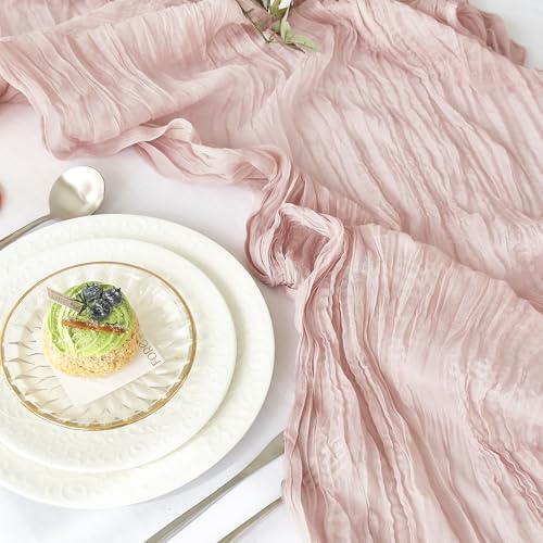 Dusty Pink Cheesecloth Table Runner 10FT for Wedding & Party Decor - Pack of 6