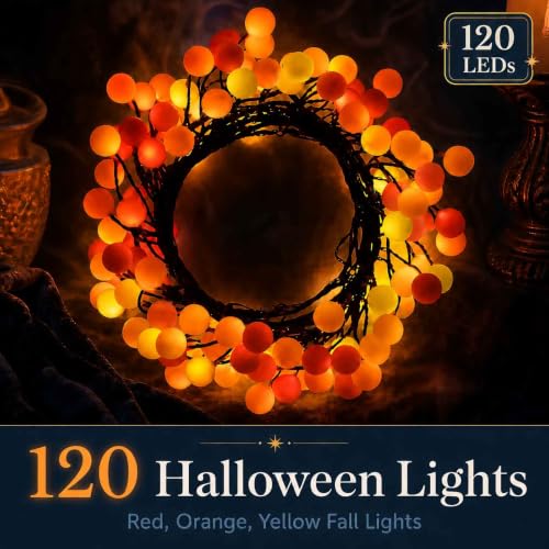 120 LED Berry Cluster Christmas String Lights - Plug In Indoor/Outdoor Orange Red Yellow - 6.5ft - Variation of THIS listing