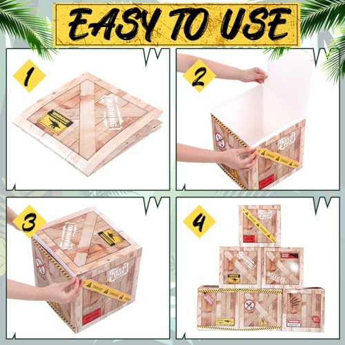 Dinosaur Party Decorations Kit with Favor Boxes Caution Tape Jungle Safari Theme