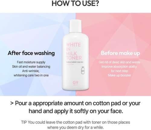 G9SKIN White In Milk Toner - Hydrating & Brightening Facial Toner with Niacinamide | 300ml / 10.14 Fl.Oz
