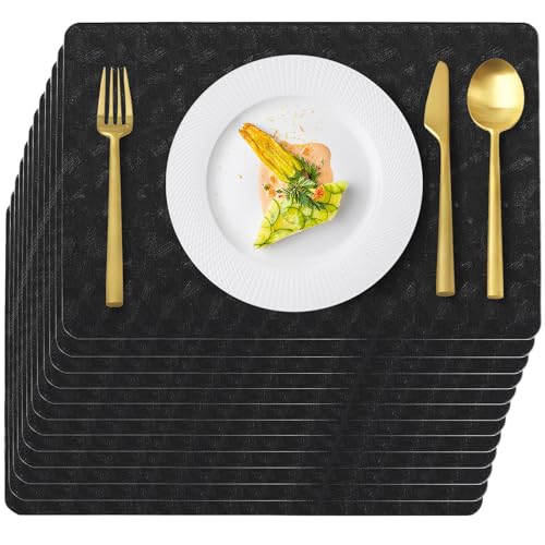 Black Halloween Plastic Placemat Set of 12 Faux Leather Table Mats