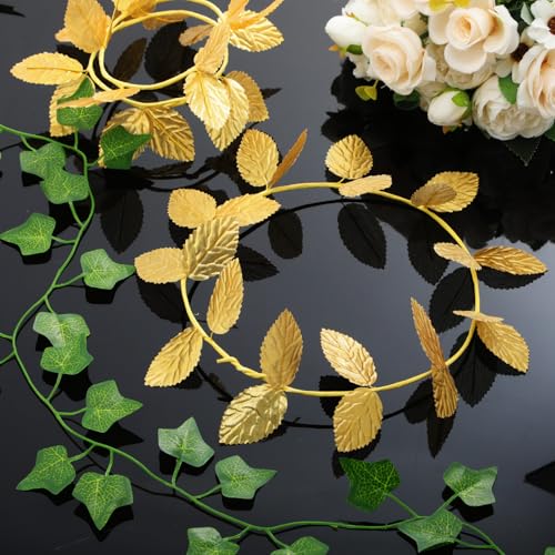 Greek Toga Party Decorations Set with Laurel Crowns & Faux Vines - 20 Pcs